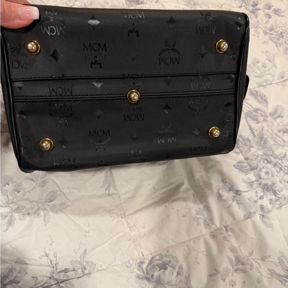 MCM Black Satchel Boston Bag with Gold Hardware - Picture 6 of 12